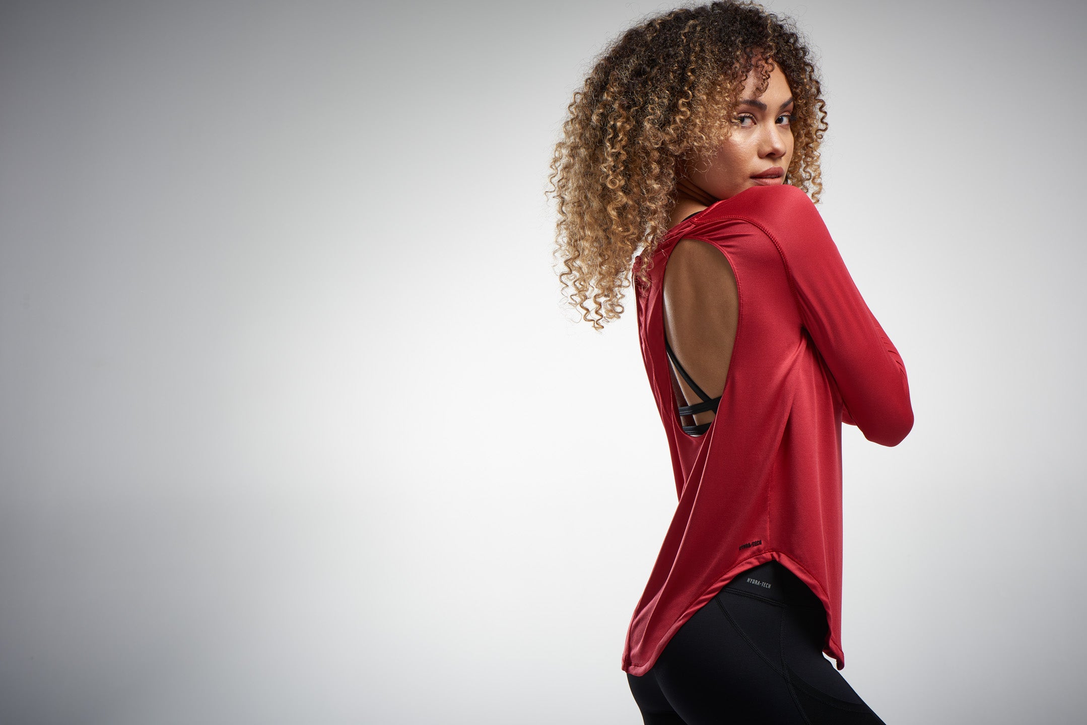 Premium red activewear long sleeve top