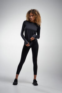 Black activewear long sleeve top