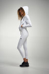 White fitted track pants