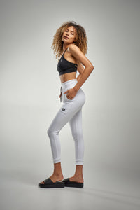 white high waist joggers