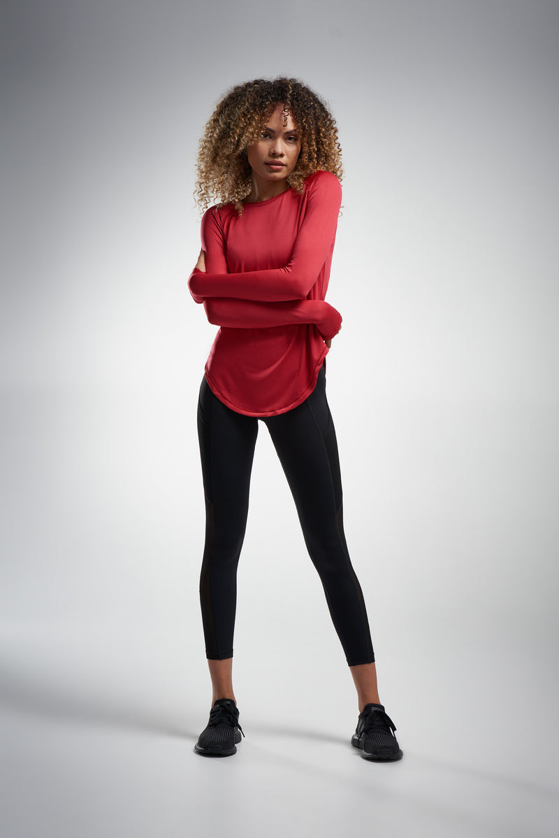 Red activewear long sleeve top