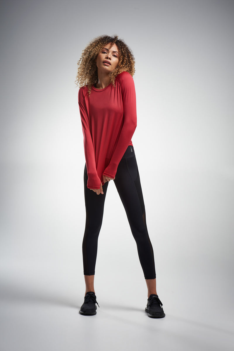 Red activewear long sleeve top