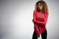 Luxe red activewear long sleeve top