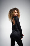 Designer black activewear long sleeve top