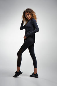 Designer black activewear long sleeve top